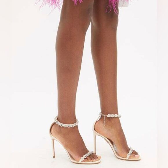 Aquazzura Love Link 105mm Embellished Sandals size 39.5 - Picture 4 of 16